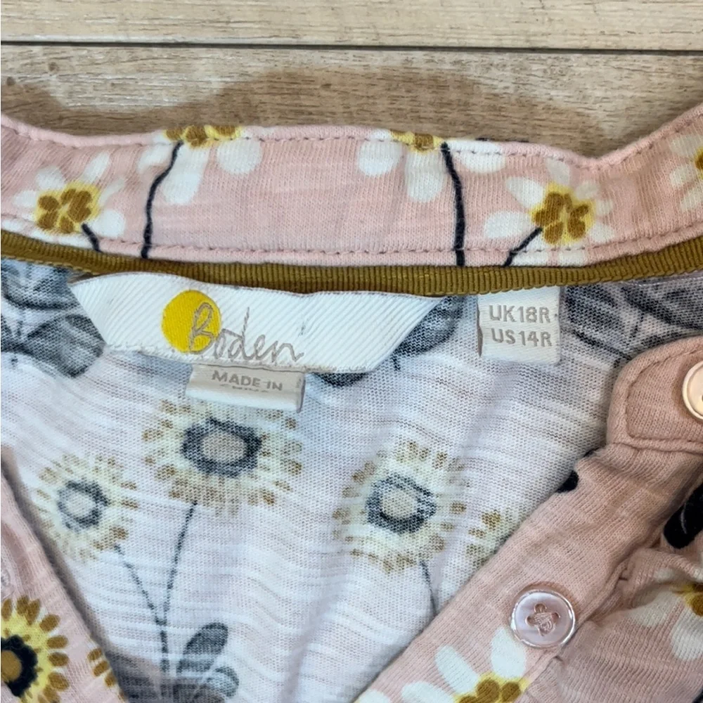 Boden Betsy Floral Sunflower Cotton Ruffled Front Button Top Size 14 - Picture 4 of 7